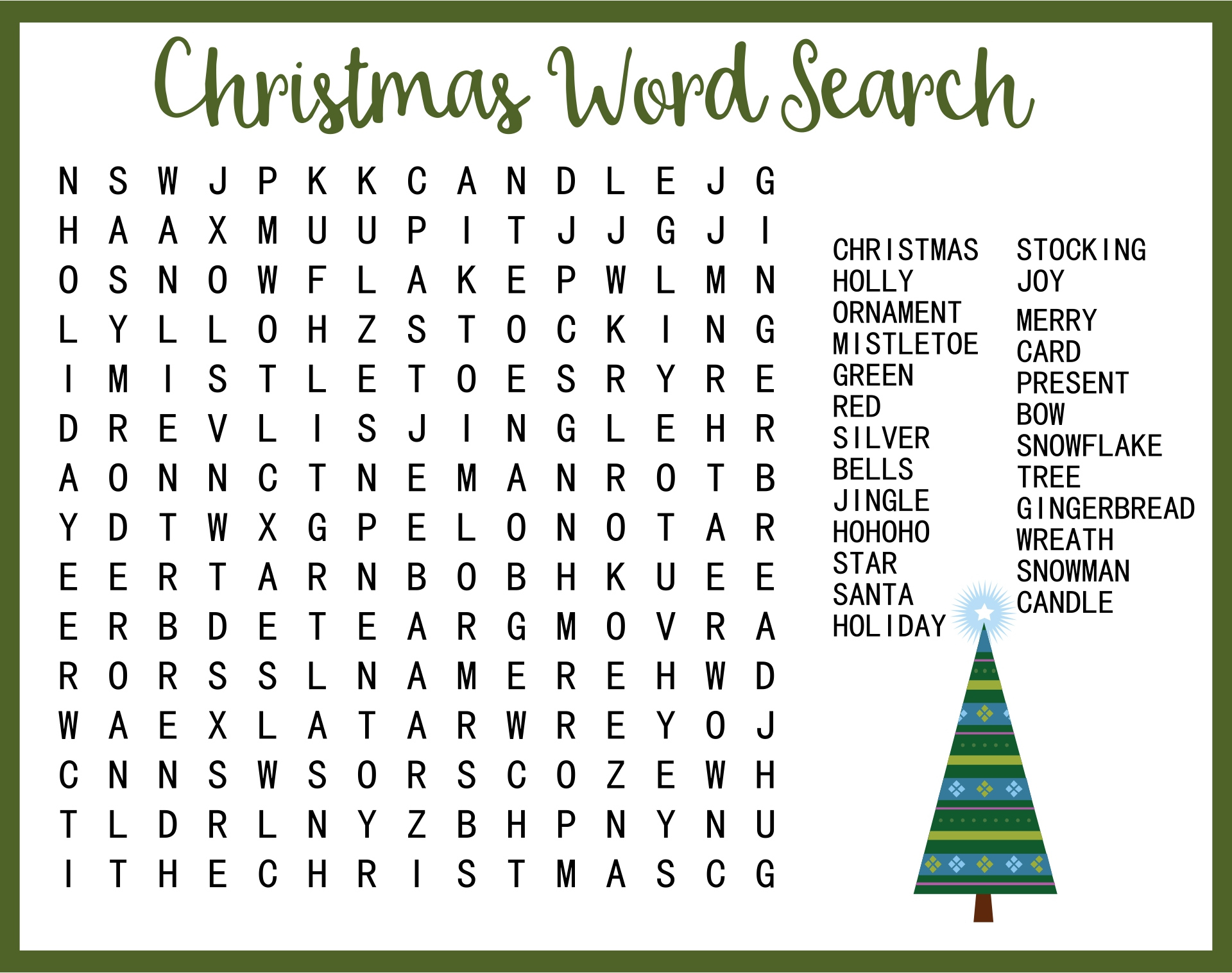 10 Best Kids Christmas Word Search Printable Printablee
