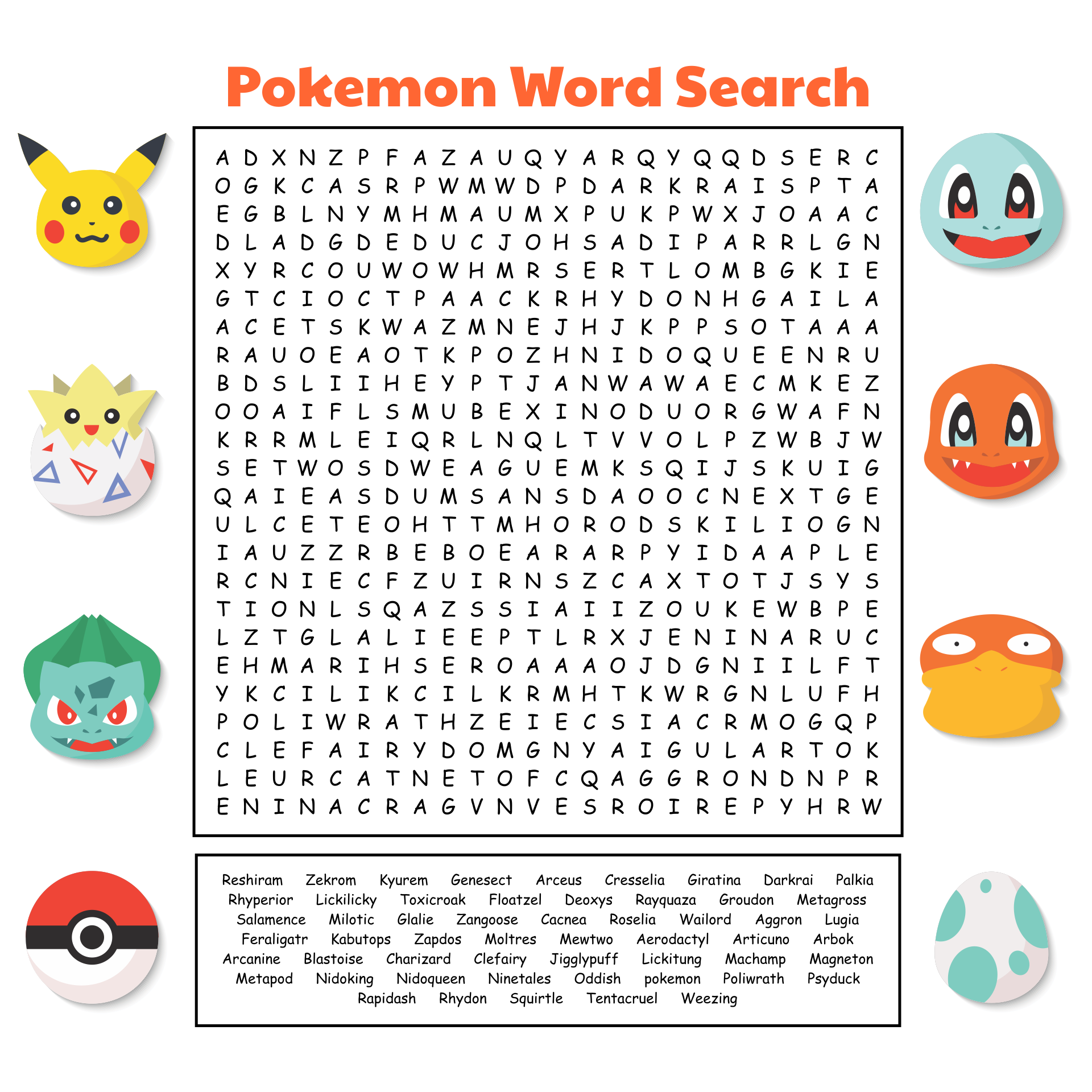 10 Best Pokemon Word Search Puzzles Printable Printablee