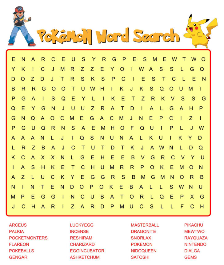 10 Best Pokemon Word Search Puzzles Printable Printablee Printable