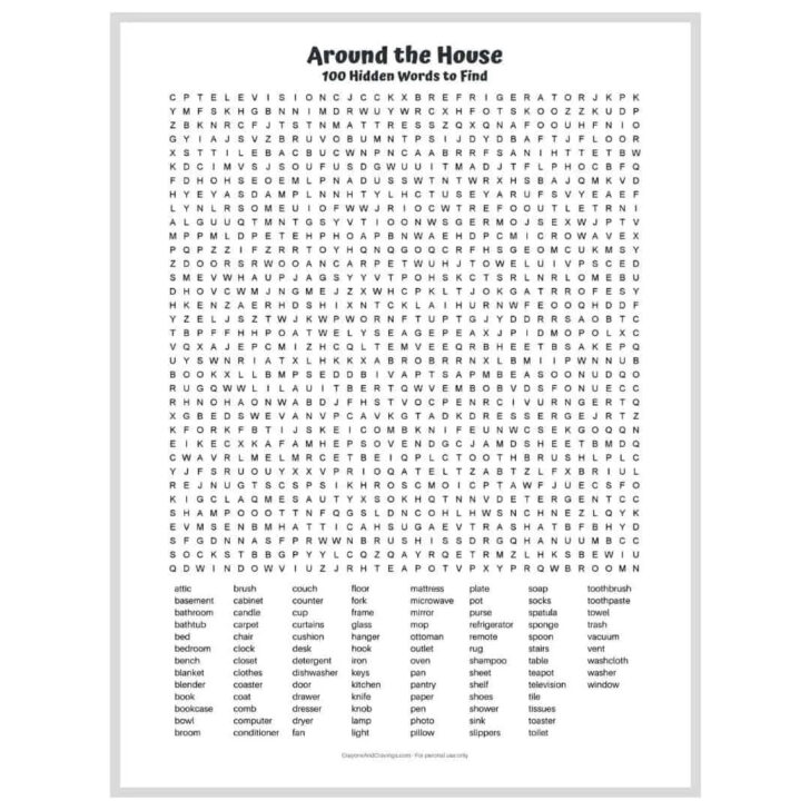 100 Word Search Printables