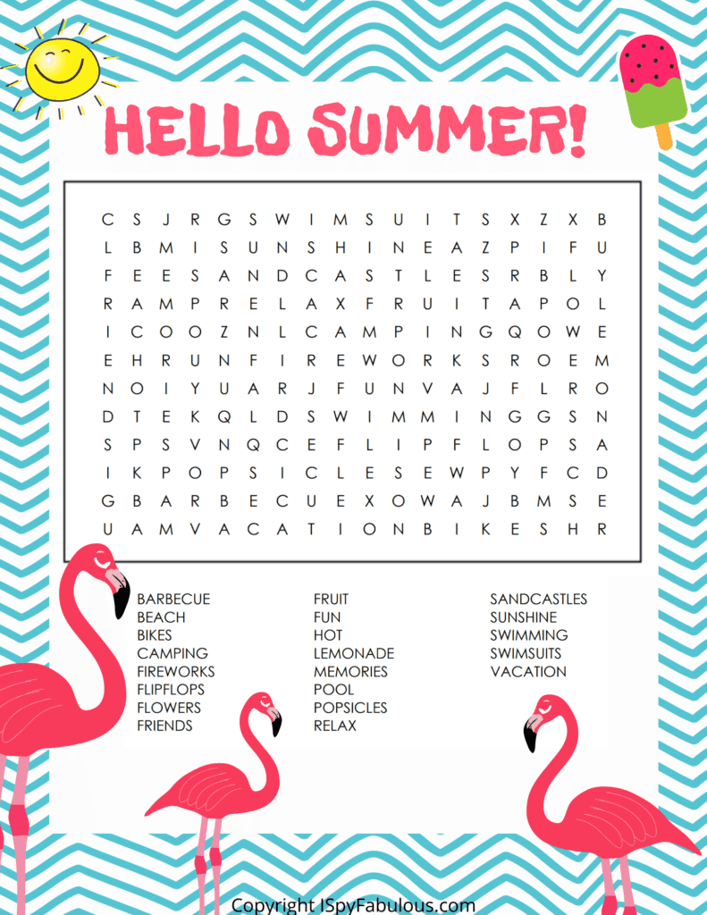 2 Free Summer Word Searches For Tons Of Summer Fun I Spy Fabulous