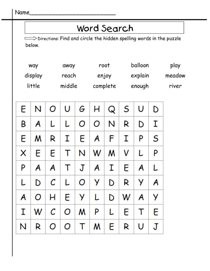 Free Printable 2nd Grade Word Search Puzzles