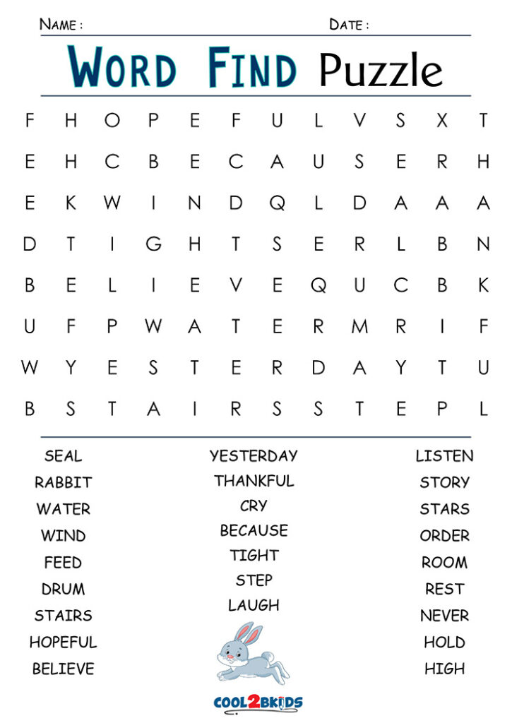 2nd Grade Word Search Cool2bKids Printable Word Search