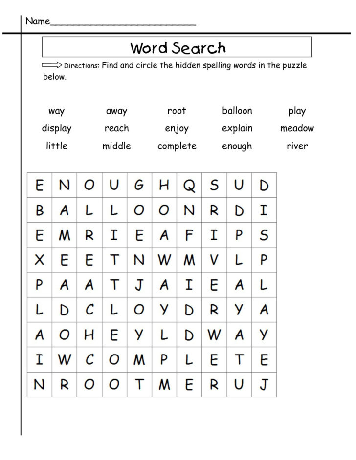 Word Search Printable For 2nd Grade