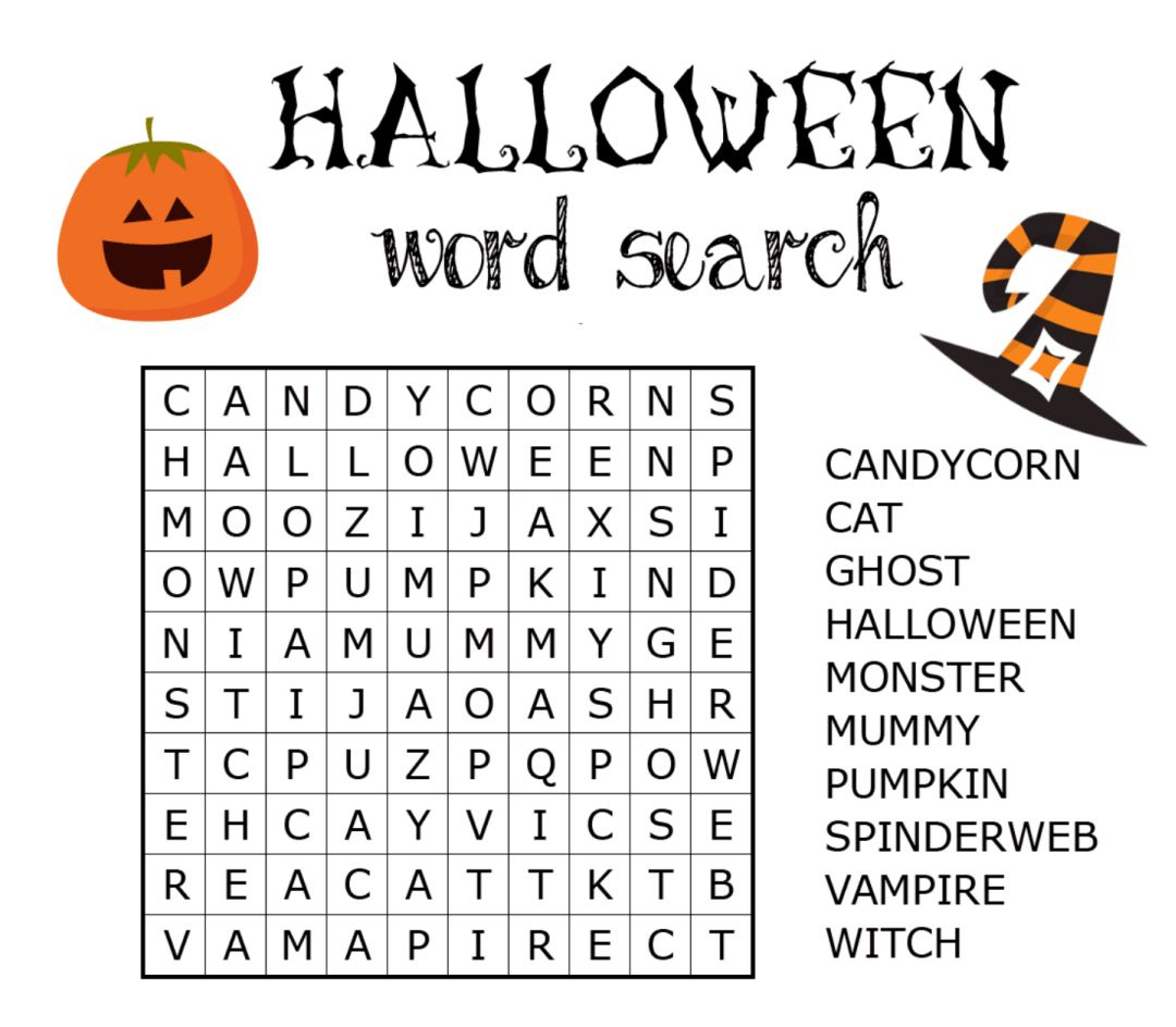 4 Best Printable Halloween Word Search Worksheets Printablee