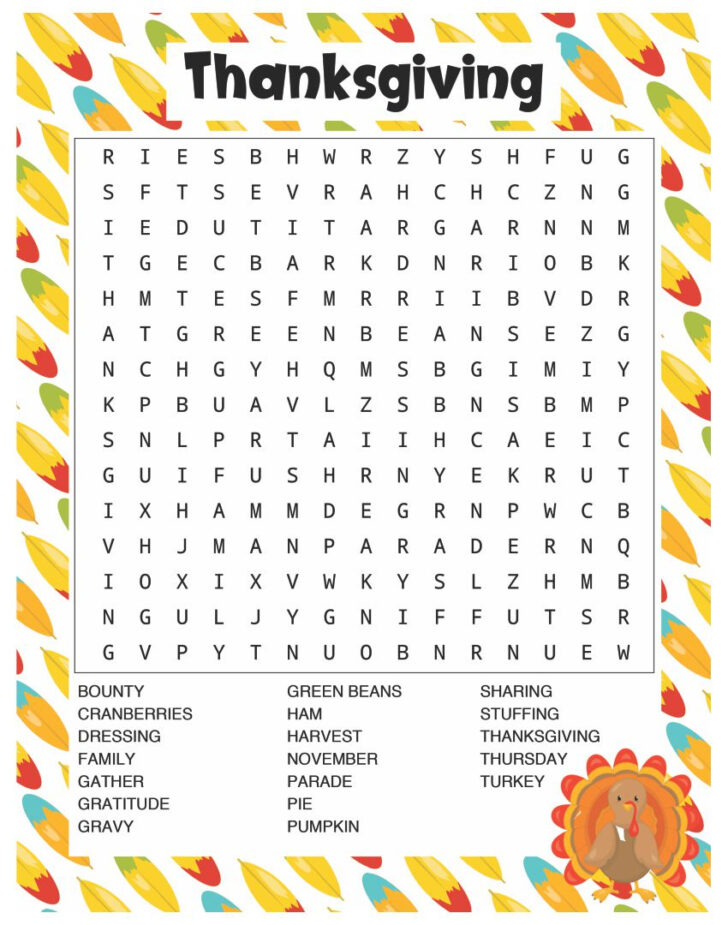 Thanksgiving Word Searches Printable