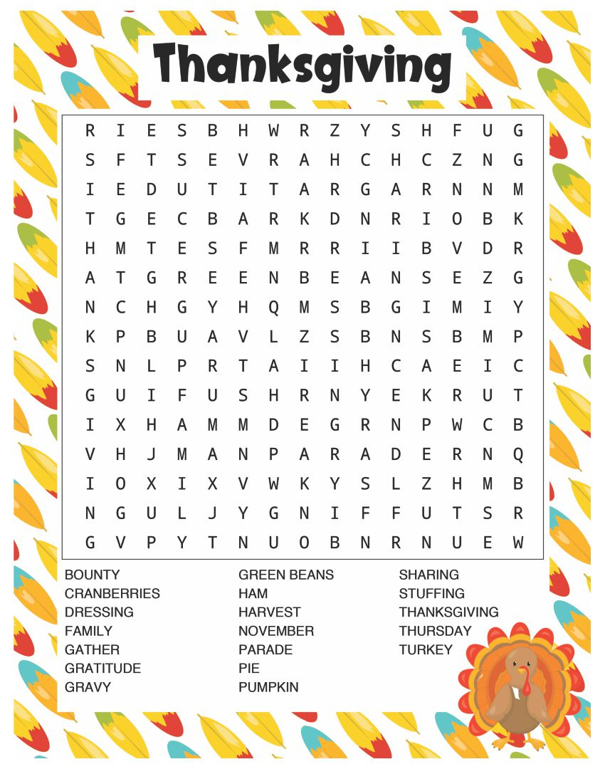 4 Best Printable Thanksgiving Word Search Puzzles Printablee