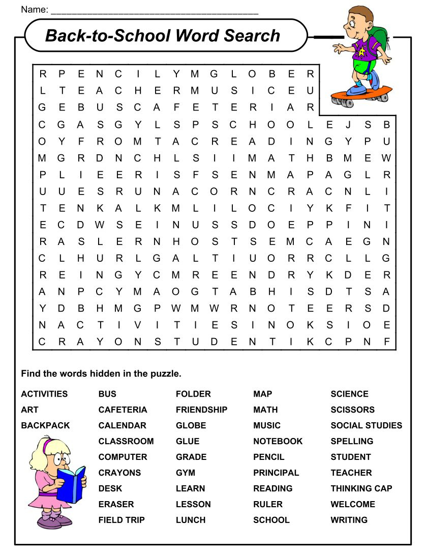 4 Best School Word Search Puzzles Printable Printablee