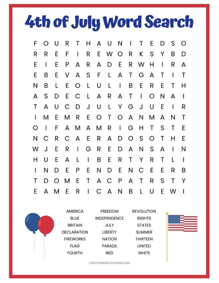4th Of July Word Search Free Printable Easy Holidays Crafts 4th Of 