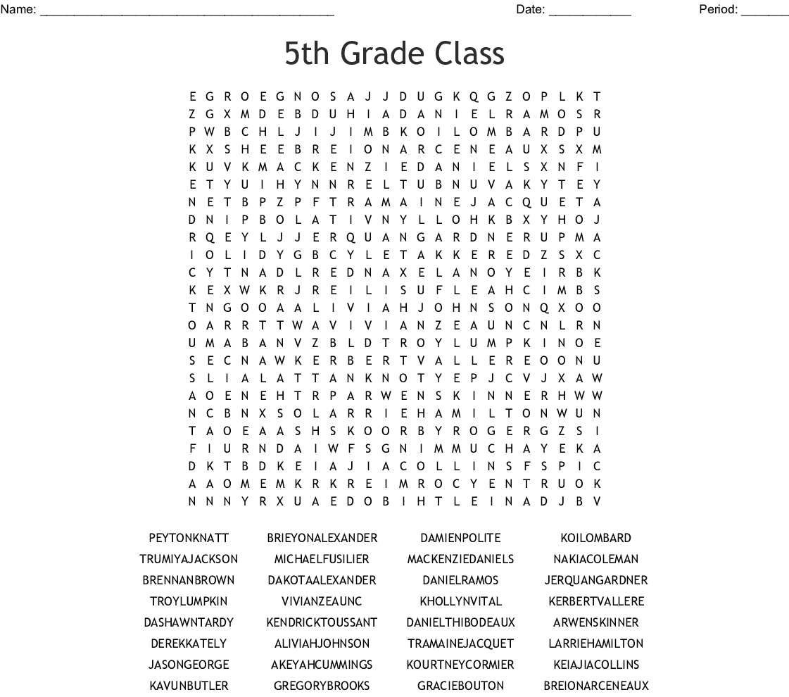 5th Grade Word Search Printable Word Search Printable