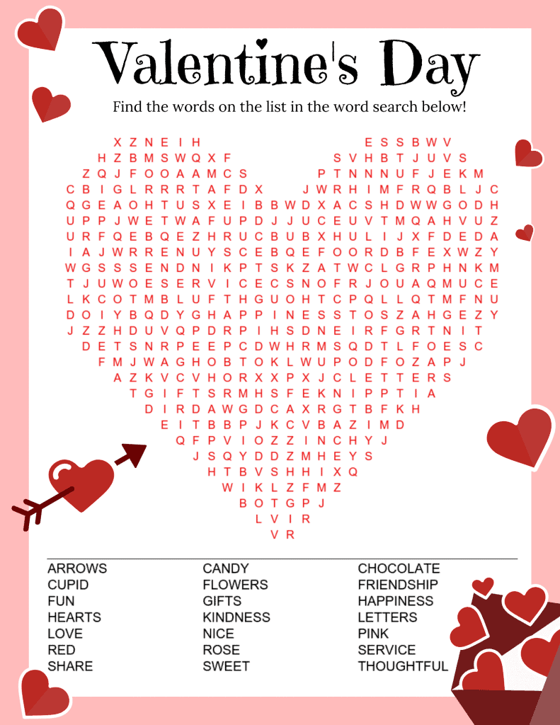 Adorable Valentine s Day Word Search Printable I Spy Fabulous