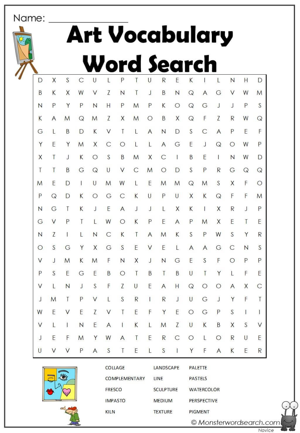 Art Vocabulary Word Search In 2020 Vocabulary Words Vocabulary Free 