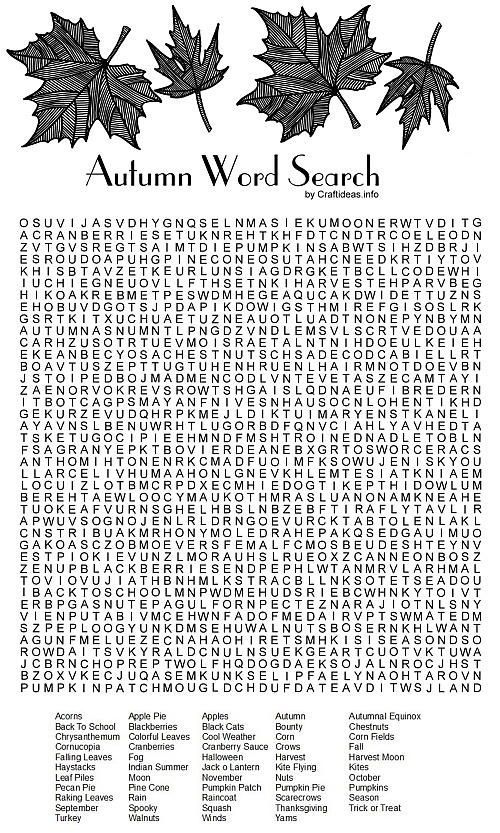 Autumn Word Search Printable Free Printable Word Searches Fall Words 