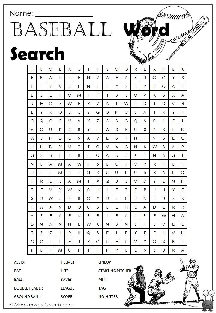 Awesome Baseball Word Search Word Puzzles For Kids Sports Themed 