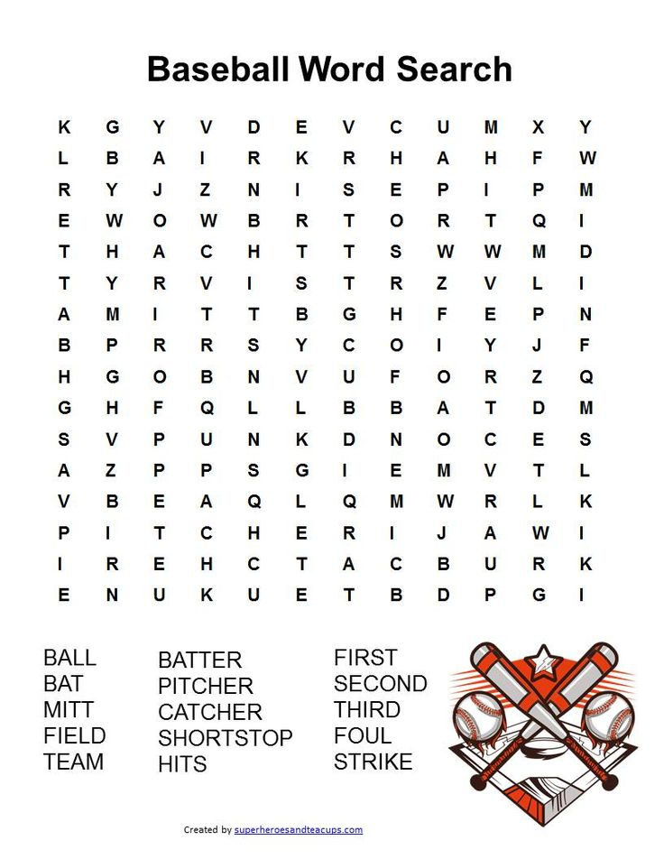 Baseball Word Search Free Printable Learning Ideas For Parents Kids 