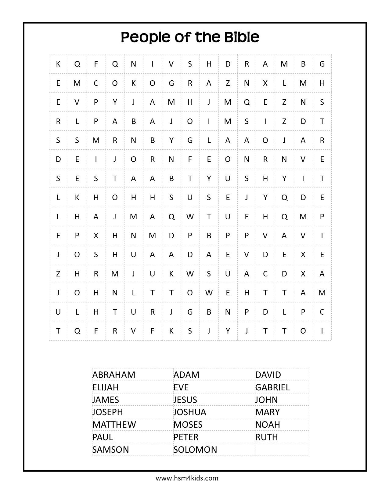 Bible Word Search For Kids Printable Word Search Printable