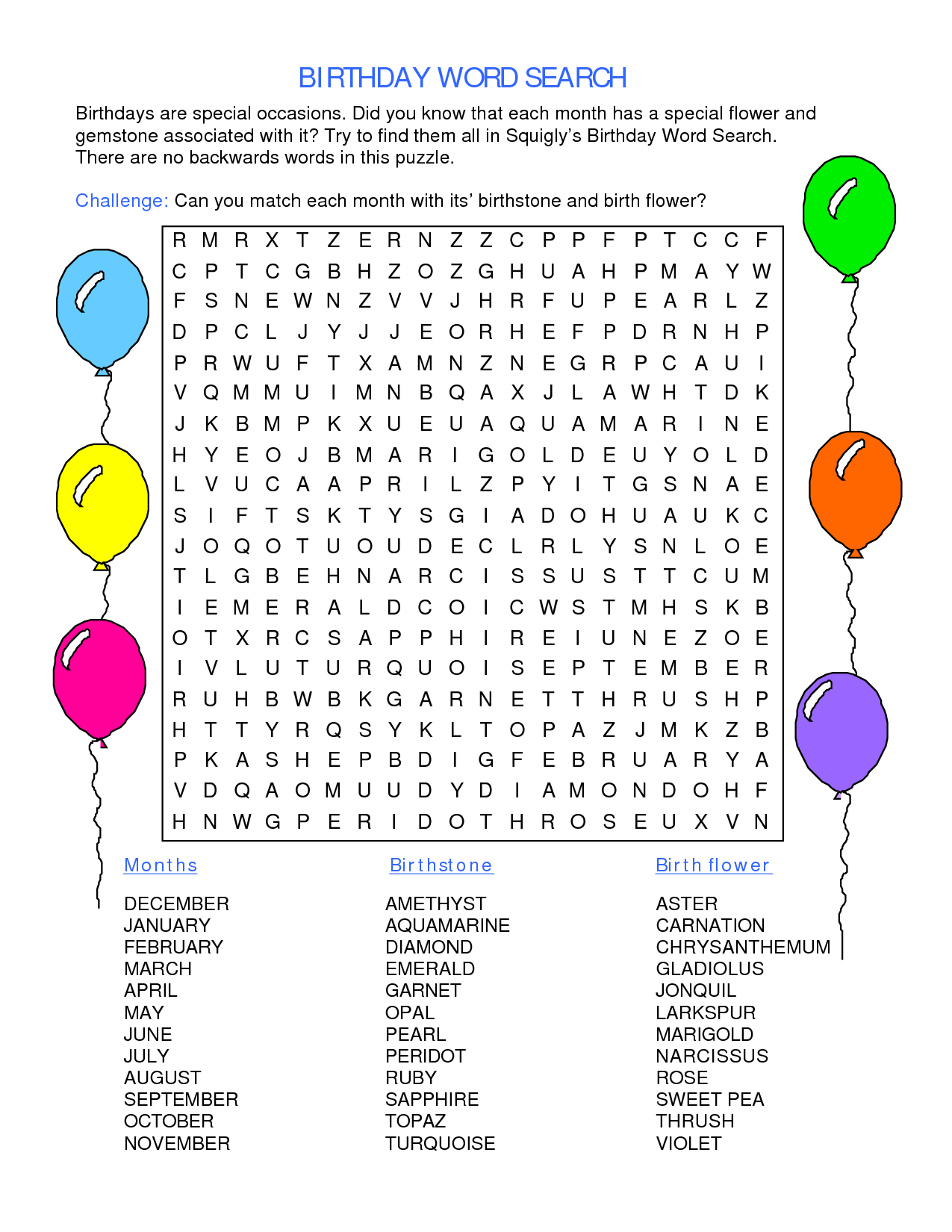 Birthday Party Word Search Google Search Happy Birthday Words 