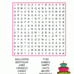 Birthday Word Search Puzzle