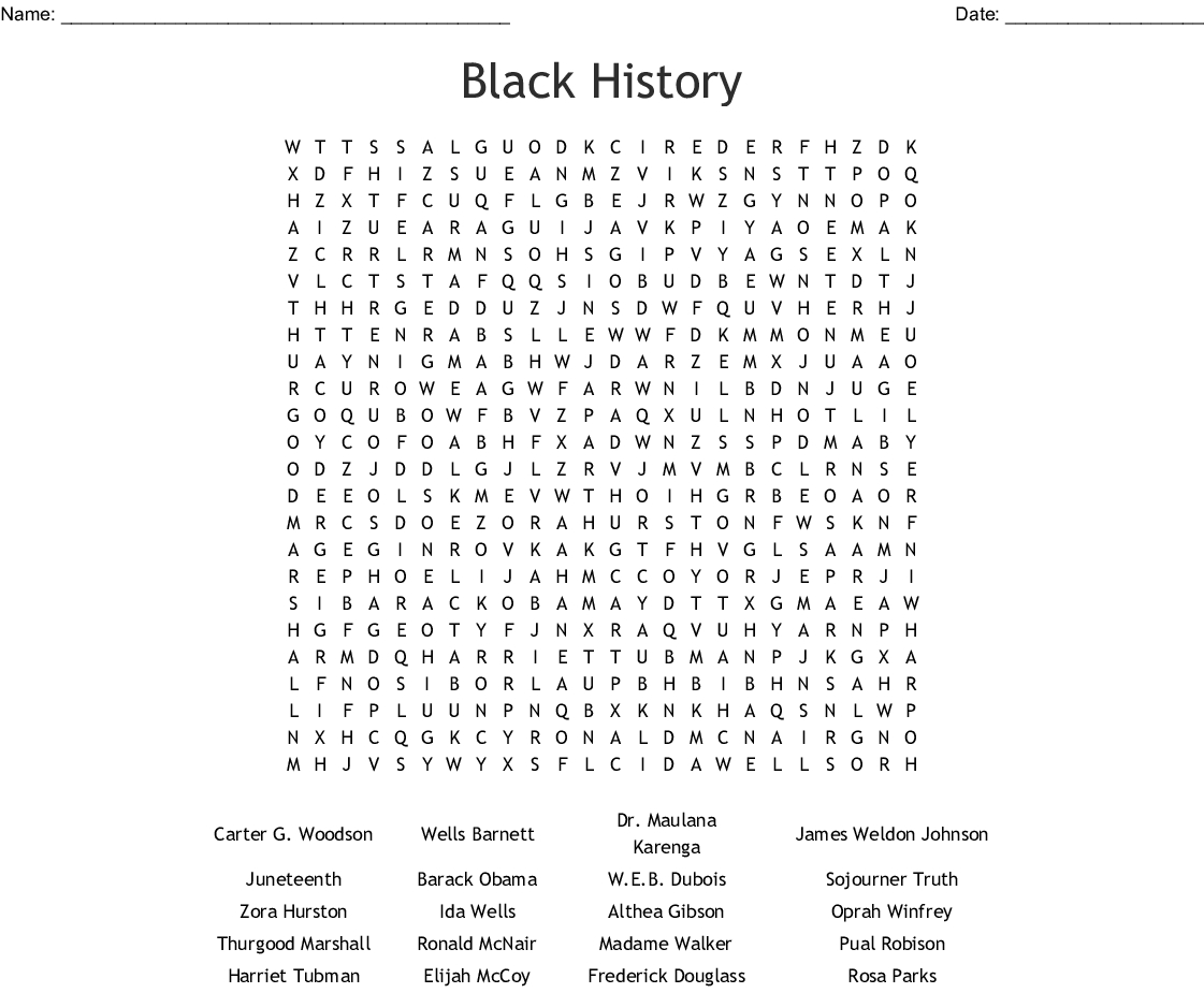 Black History Month Word Search Woo Jr Kids Activities Word 