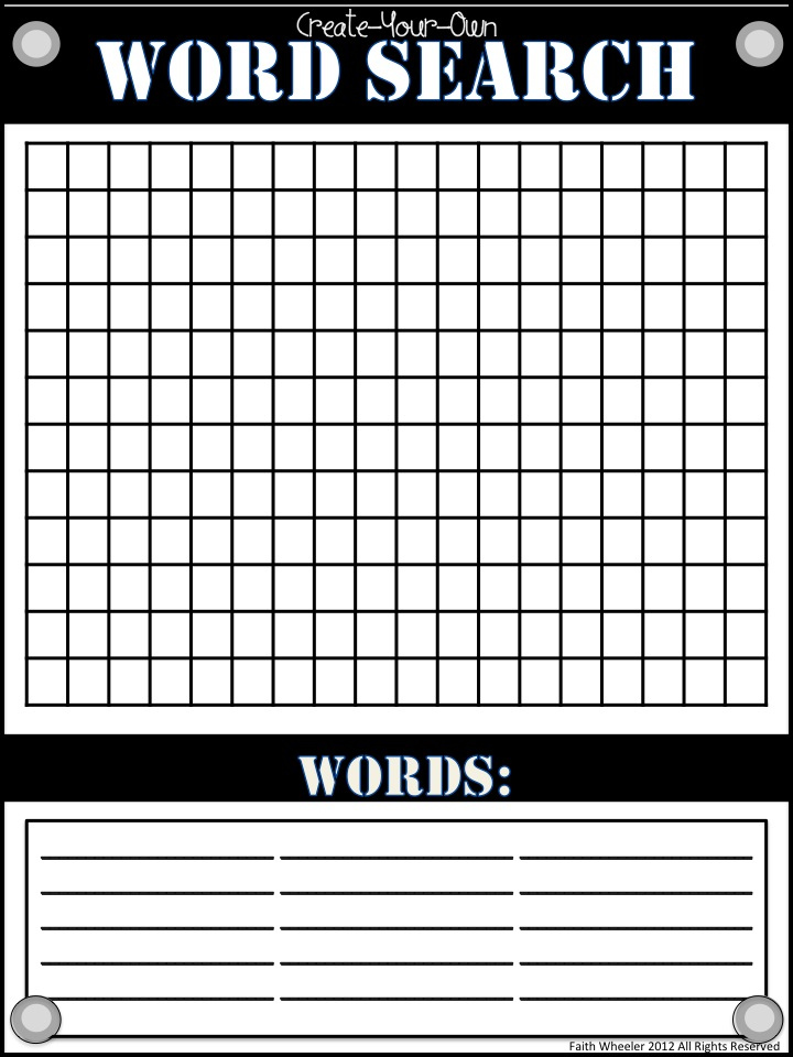 Blank Word Search Template White Gold