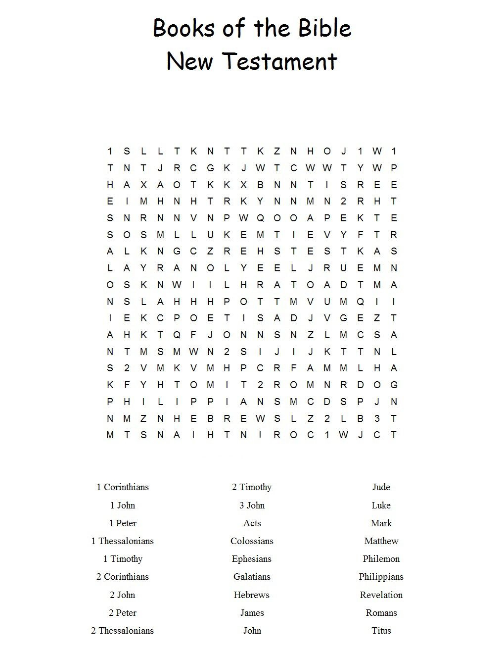 Books Of The Bible Word Search Printable Word Search Printable