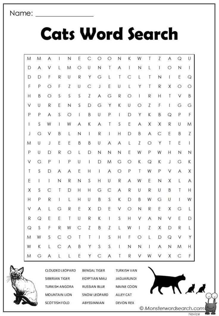 Cats Word Search Word Find Free Printable Word Searches Vocabulary 