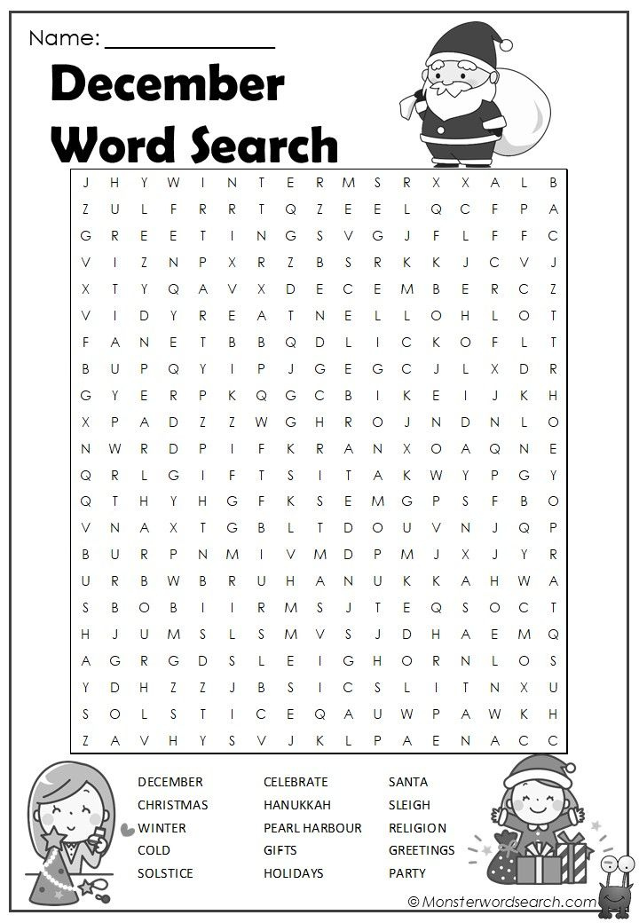 Check Out This Fun Free December Word Search Free For Use At Home Or 