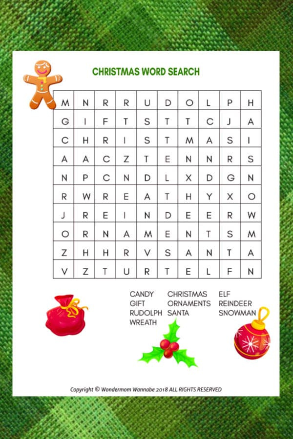 Christmas Word Search For Kids