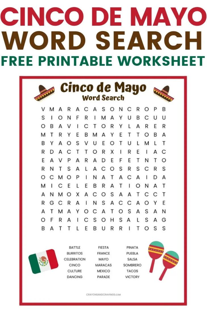 Cinco De Mayo Word Search Free Printable