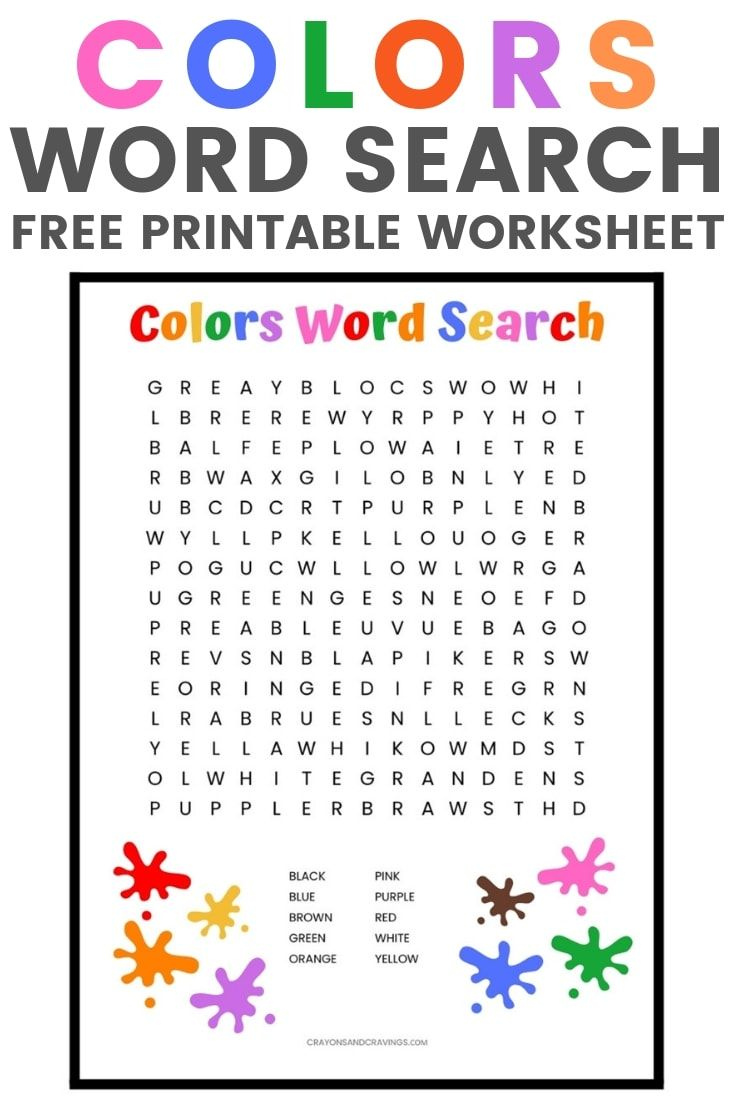 Colors Word Search Free Printable Worksheet For Kids Kids Worksheets 