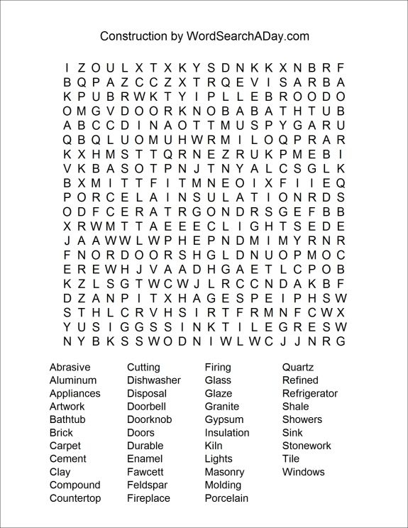 Construction Word Search A Day Word Find Word Puzzles Halloween 