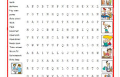 Daily Routines Picture Dictionary And Wordsearch English Word