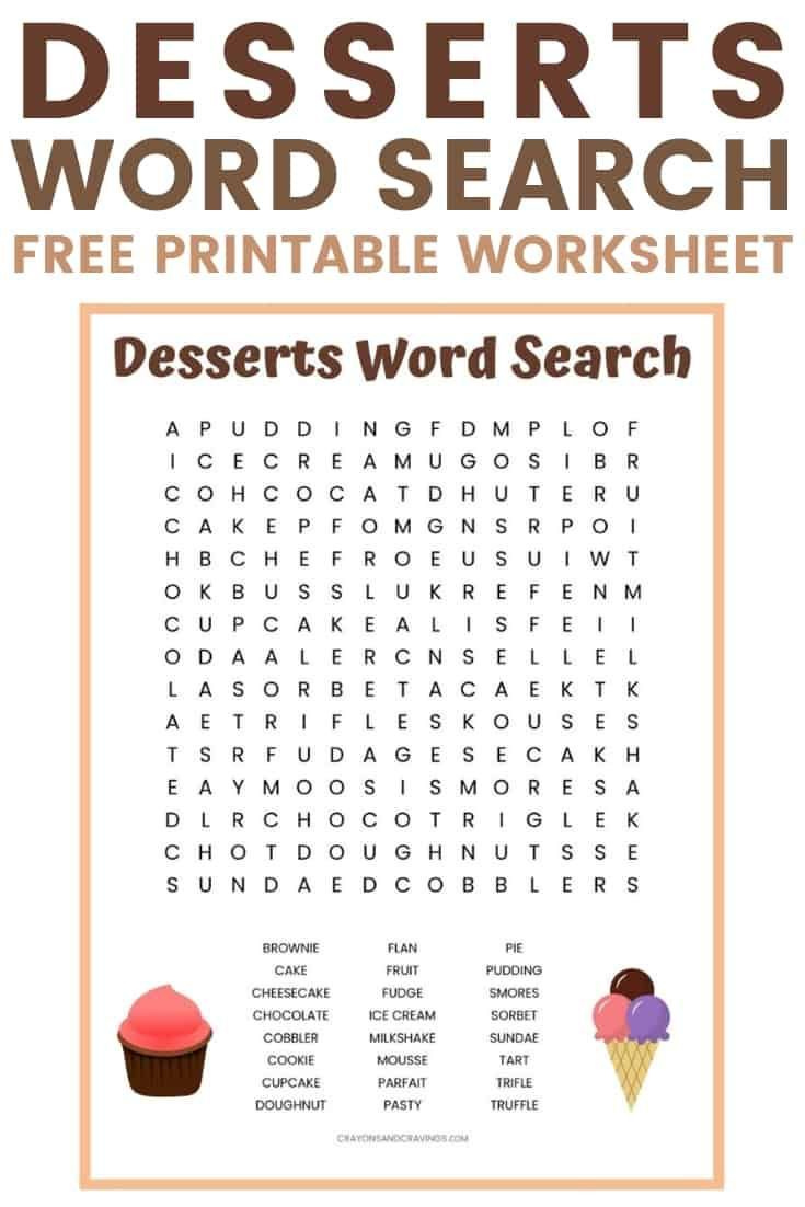 Desserts Word Search Printable With 24 Tasty Desserts To Find This 