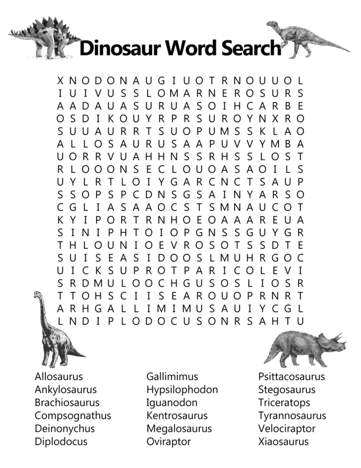 Dinosaur Word Search Free Printable
