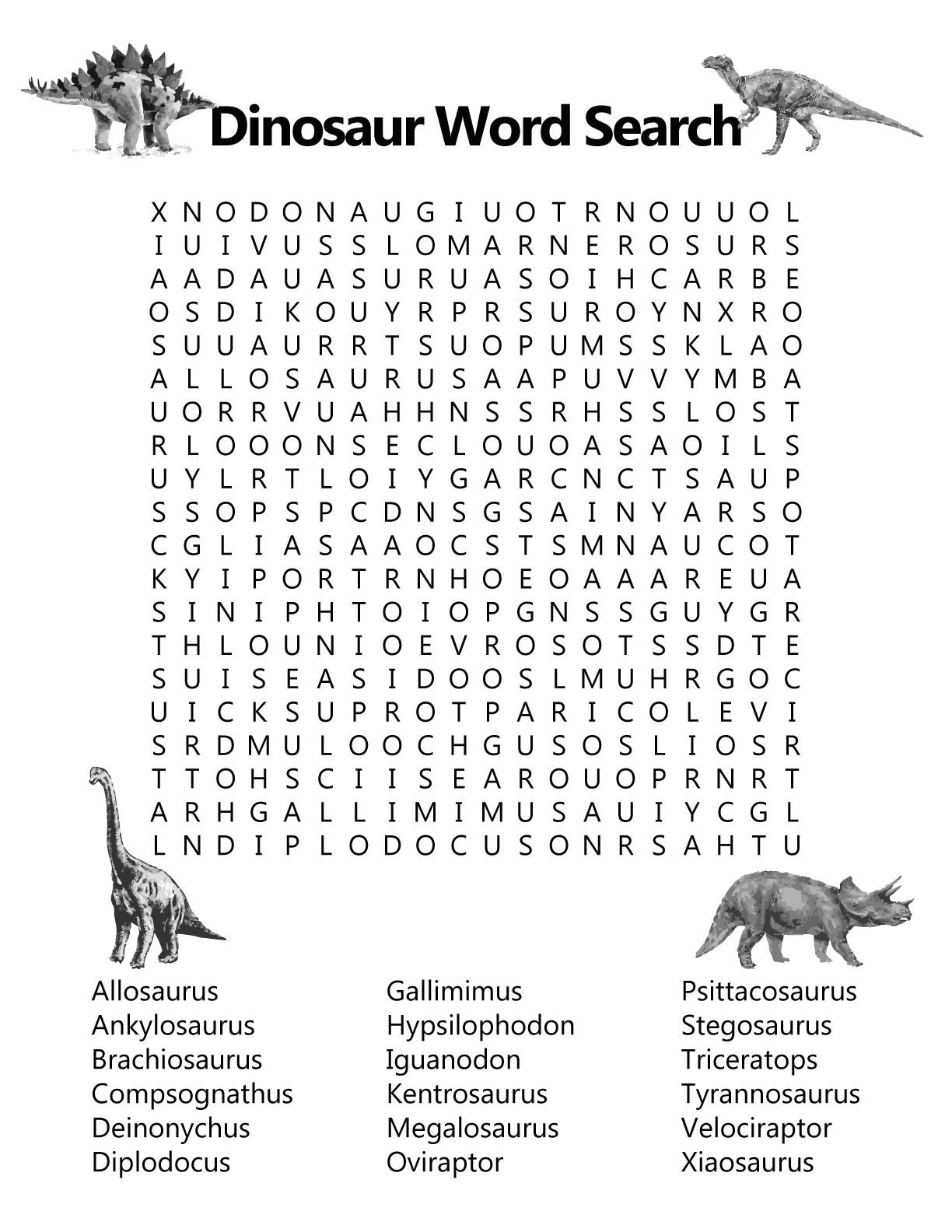 Dinosaur Word Search Free Printable Printable Word Search