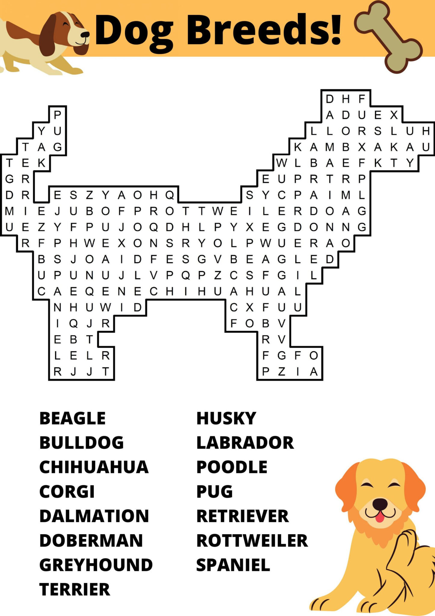 Dog Breeds Word Search Free Printable Download Puzzld | Printable Word ...