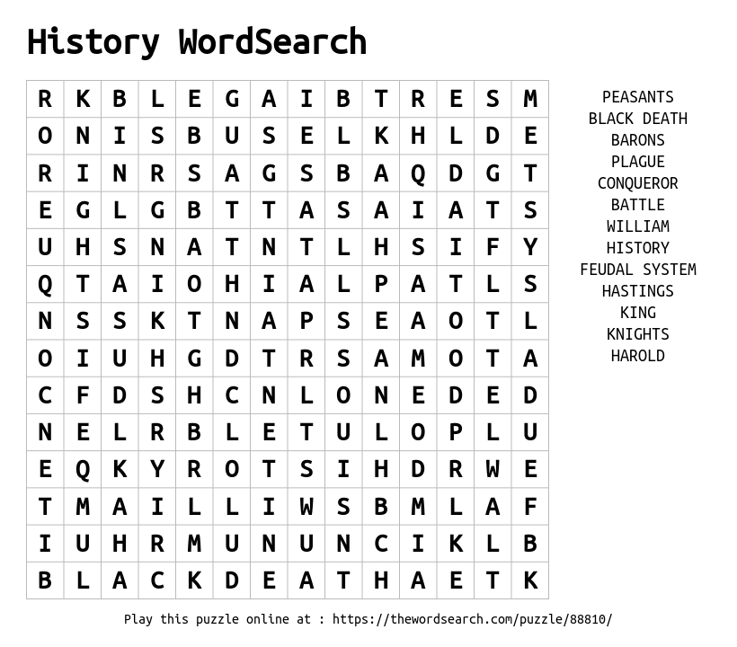 Download Word Search On History WordSearch