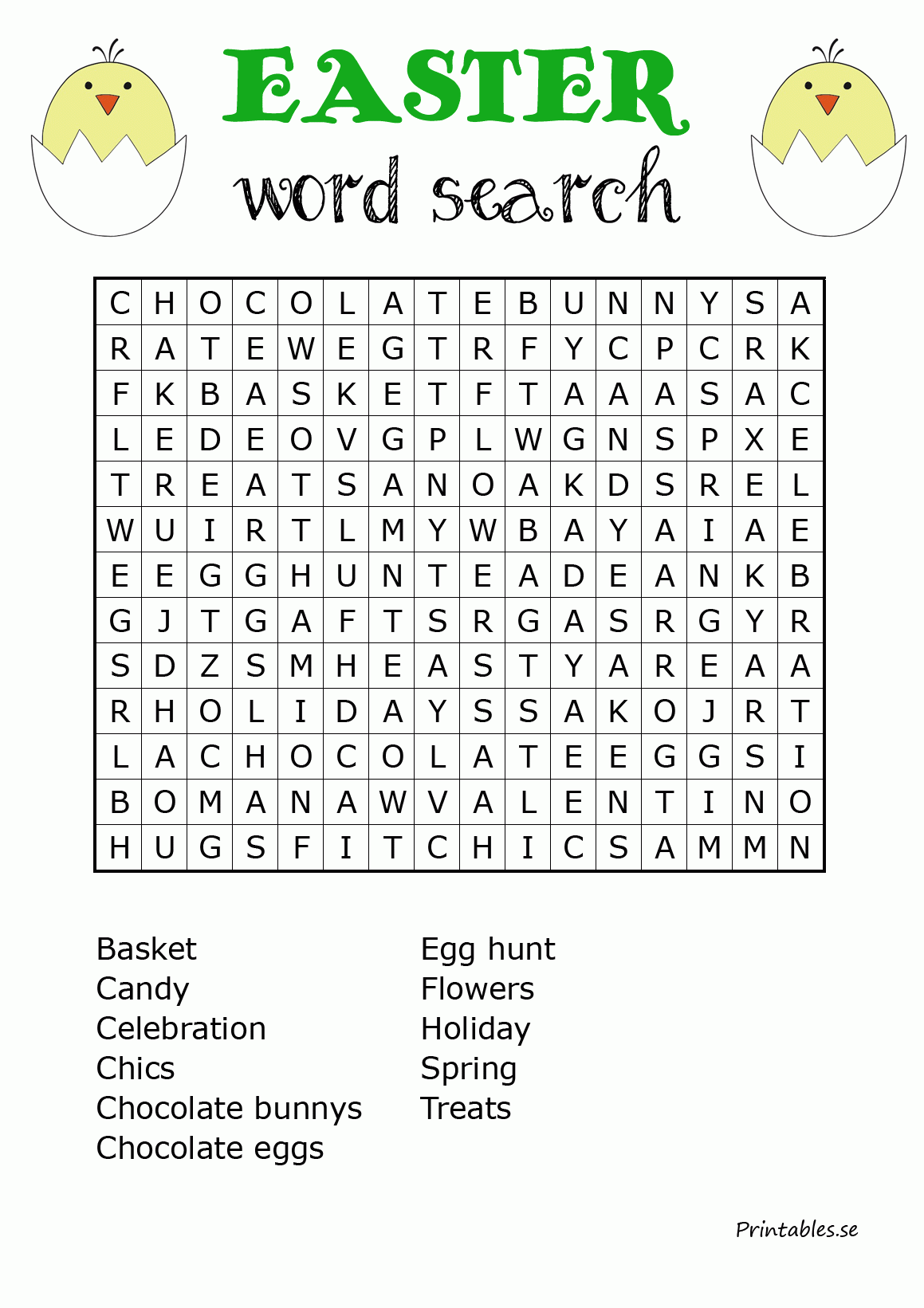 Easter Inspired Word Search 1 free Printable 