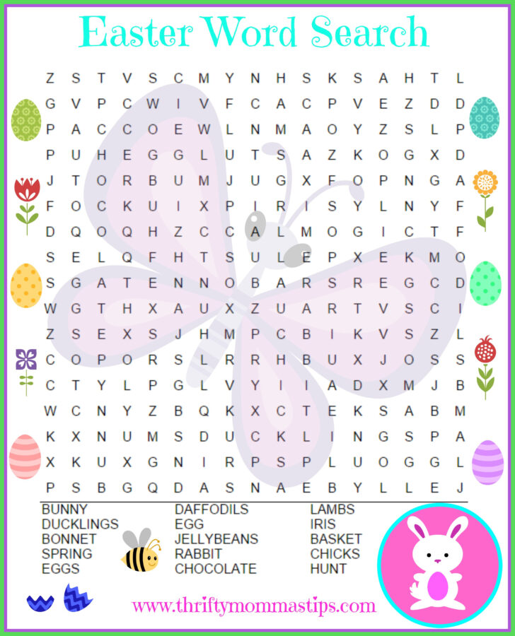 Printable Word Search Easter