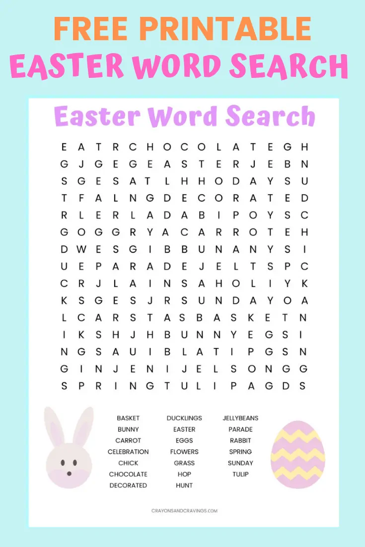 Easter Word Search Free Printable Worksheet For Kids
