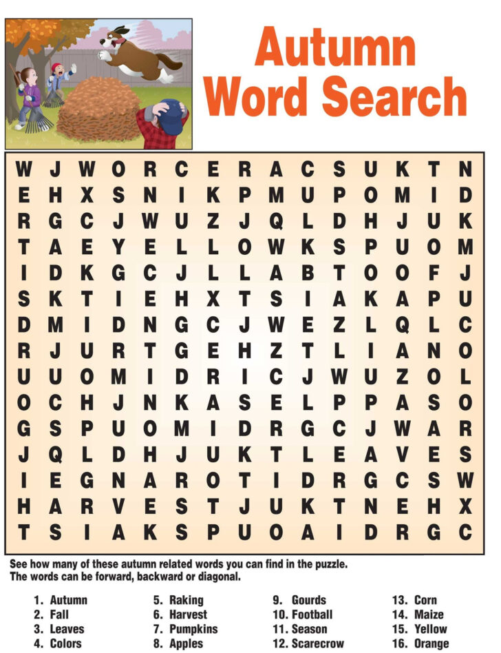 Word Search Autumn Printable