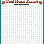 Fall Word Search Free Printable Worksheet
