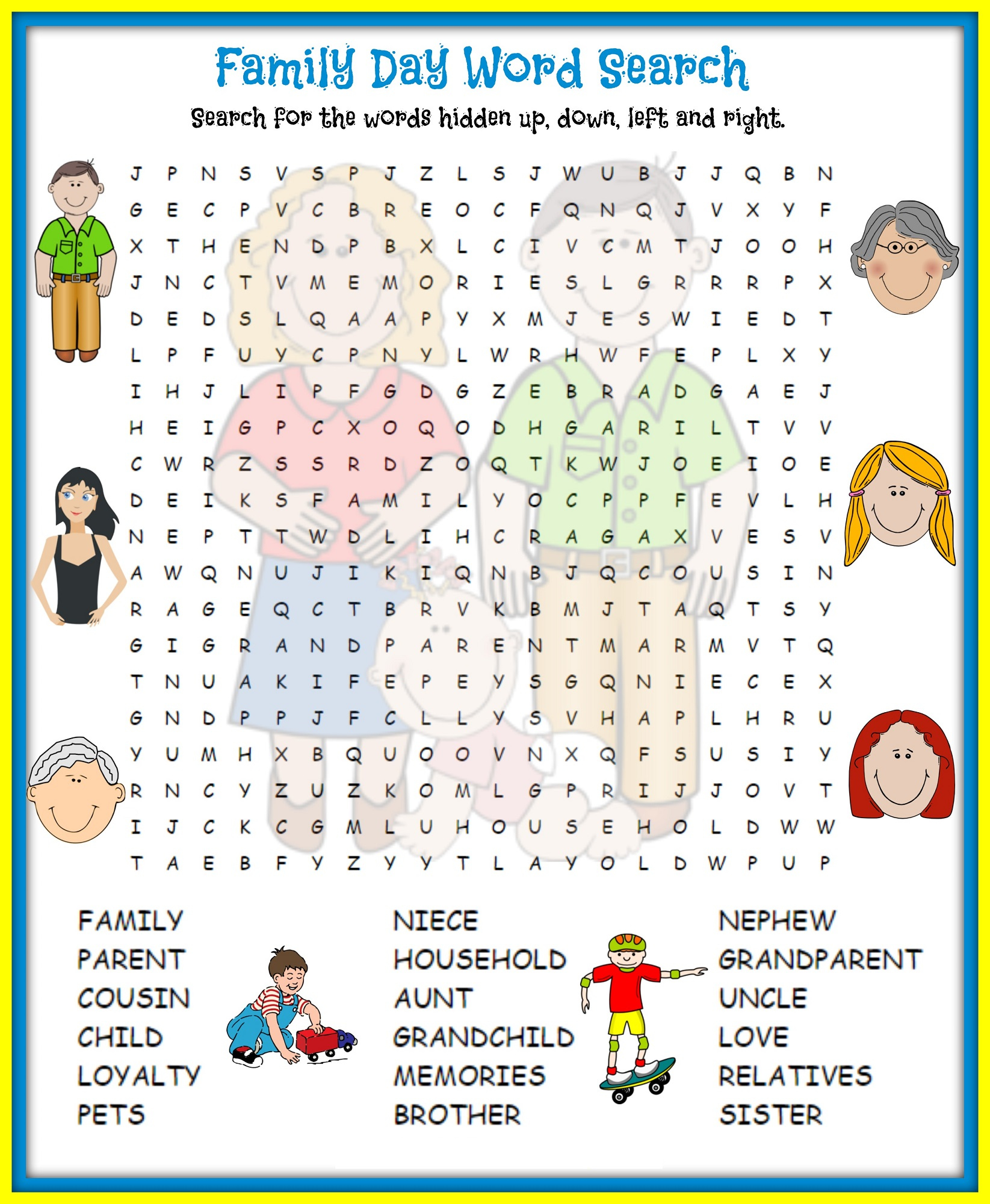 Family Word Search Printable Activity Shelter