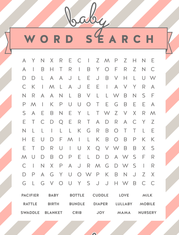 Baby Shower Word Search Printable