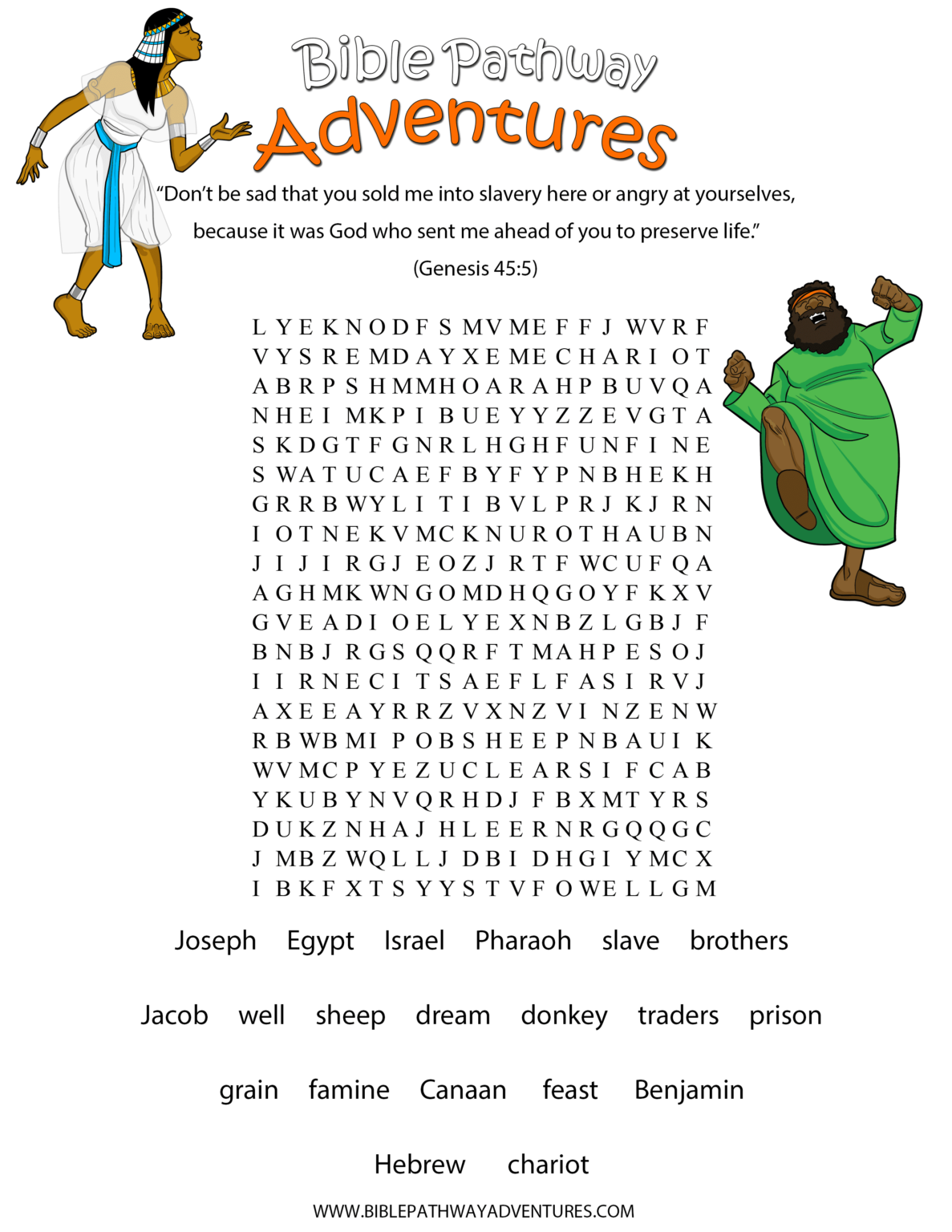 Free Bible Word Search Puzzle The Story Of Joseph | Printable Word Search