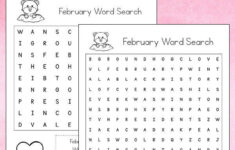 Free February Word Search Printables For Kids with 2 Levels Of