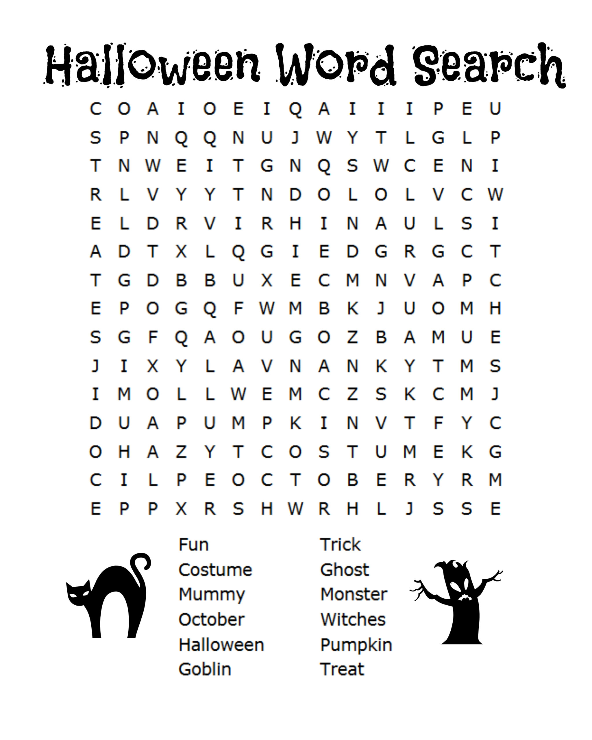 FREE Halloween Word Search Counting Printables