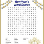 Free New Year S Word Search Printable Worksheet With 18 New Year S