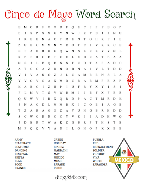 Free Printable Cinco De Mayo Word Search Puzzle Jinxy Kids