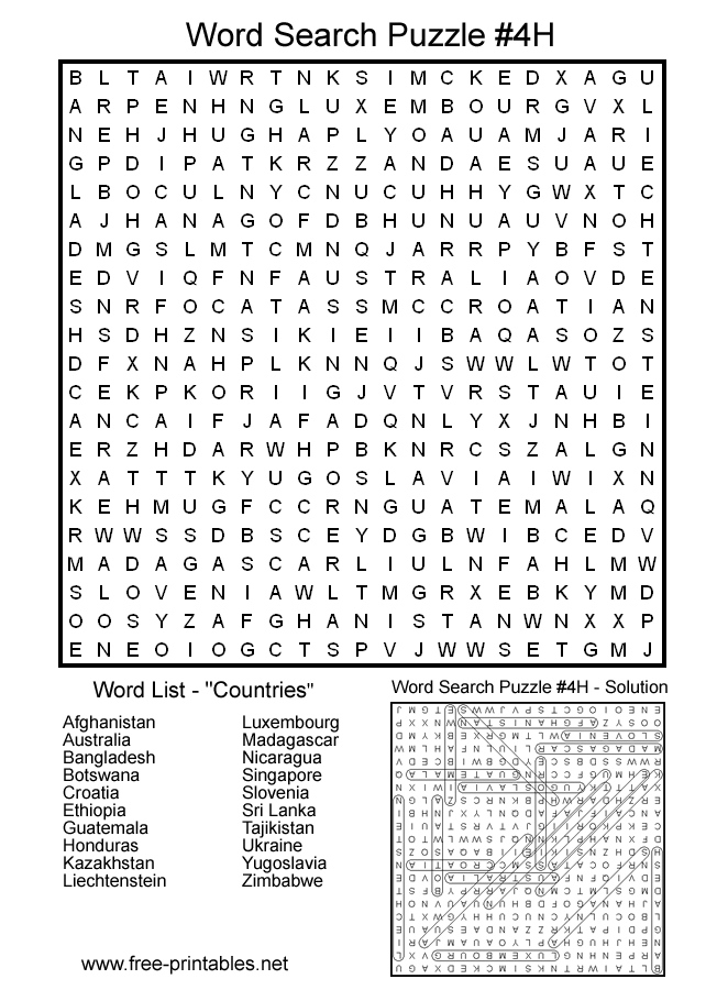 Free Printable Hard Word Searches PrintableTemplates